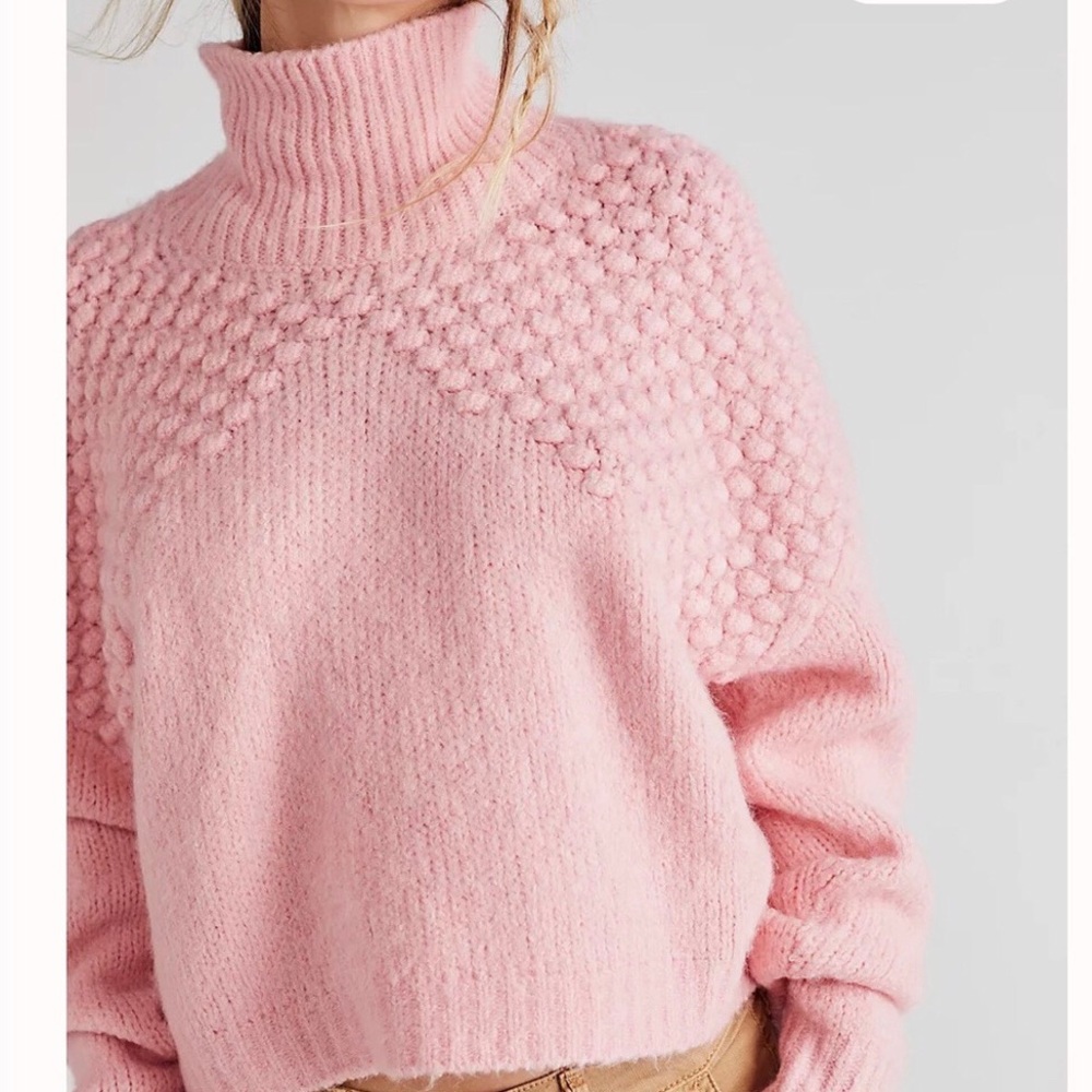 Free People Pink Turtleneck Sweater